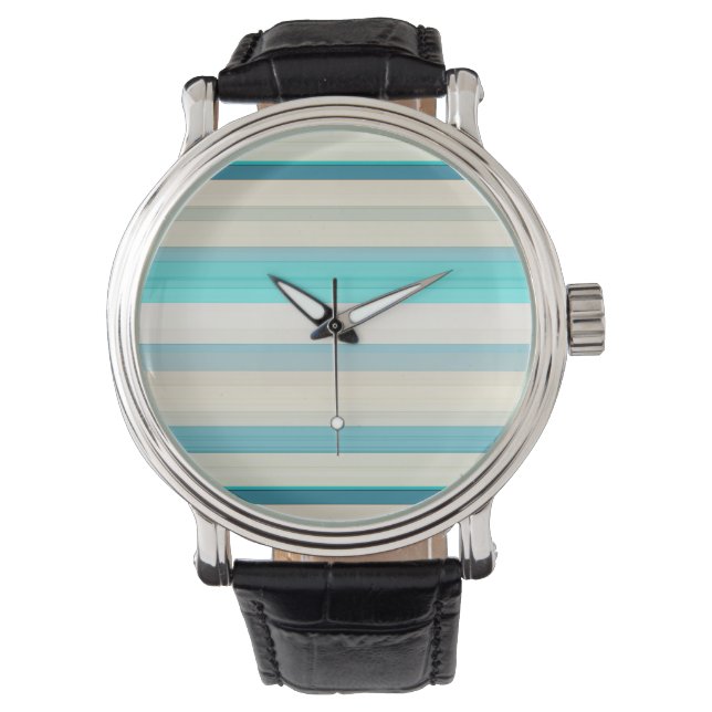 Niedliche Streifen aus Aqua Armbanduhr (Vorderseite)