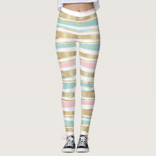 Niedliche Streifen Doodles rosa Design Leggings