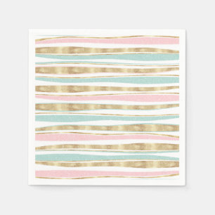 Niedliche Streifen Doodles Rosa Design Serviette