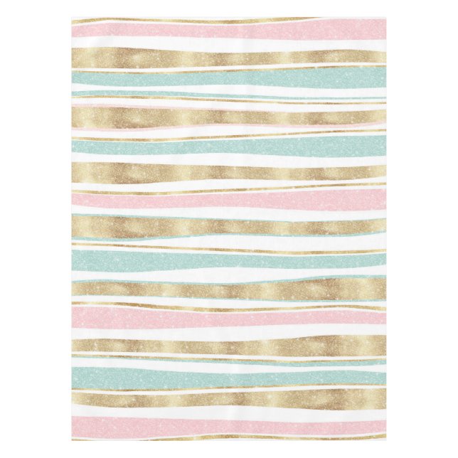 Niedliche Streifen Doodles rosa Design Tischdecke (Vorderseite)