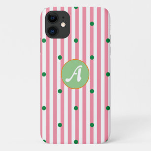 Niedliche Streifen Muster mit Monogramm rosa grüne Case-Mate iPhone Hülle