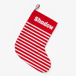 Niedliche Streifen Rot und Weiß Individuelle Name  Kleiner Weihnachtsstrumpf