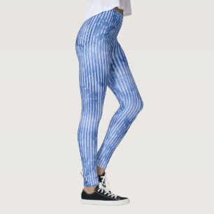 niedliche Streifen und florale blauer Bruch für Fr Leggings