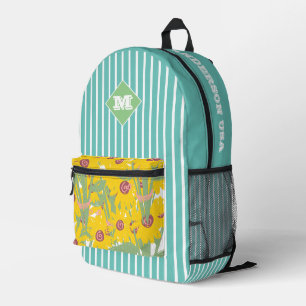 Niedliche Streifen und gelbe Blumen modern Bedruckter Rucksack