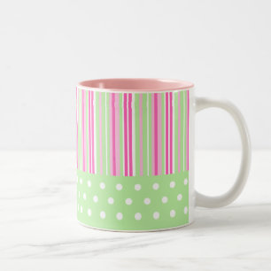 Niedliche Streifen und Polka-Punkt-Tasse Zweifarbige Tasse