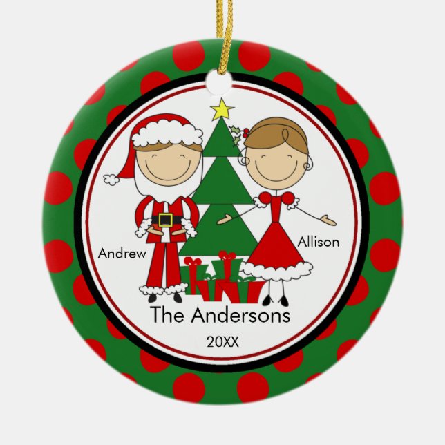 Niedliche Strichmännchen-Familie Verzierung der Keramik Ornament (Vorne)