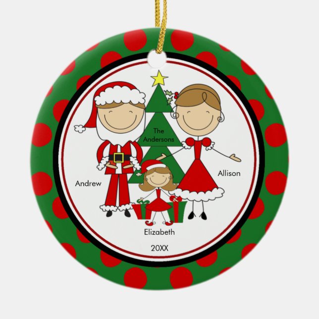 Niedliche Strichmännchen-Familie Verzierung der Keramik Ornament (Vorne)