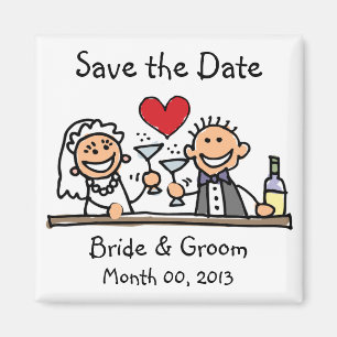 Niedliche Strichmännchen-Save the Date Magneten Magnet
