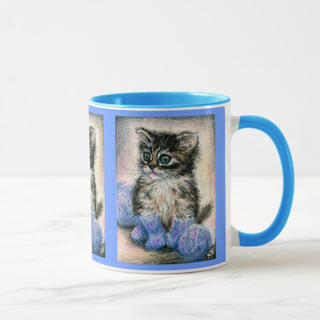 Niedliche strickende Kätzchen-Tasse Tasse (Rechts)
