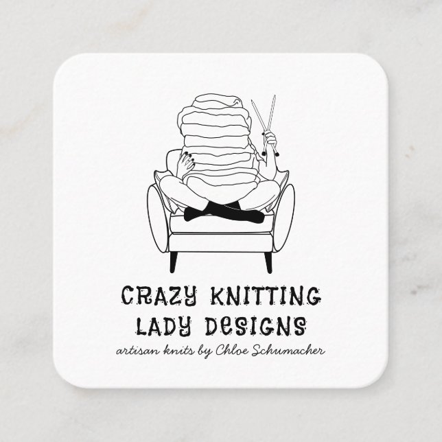 Niedliche Strickladenware für den Strick Quadratische Visitenkarte (Vorderseite)
