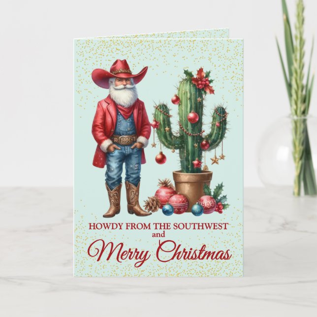 Niedliche Südwest Dessert Cowboy Weihnachtskarte Feiertagskarte (Vorderseite)
