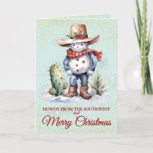 Niedliche Südwest Dessert Snowman Weihnachtskarte