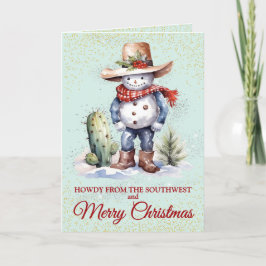 Niedliche Südwest Dessert Snowman Weihnachtskarte Feiertagskarte