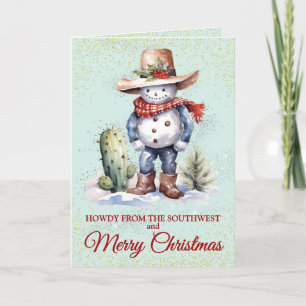 Niedliche Südwest Dessert Snowman Weihnachtskarte Feiertagskarte