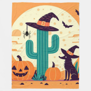 Niedliche, südwestliche Halloween-Wüste/Kakteen Fleecedecke