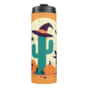 Niedliche, südwestliche Halloween-Wüste/Kakteen Thermosbecher