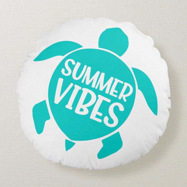 Niedliche Summer Vibes Rundes Kissen (Vorderseite)