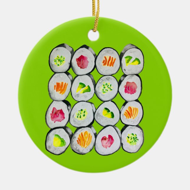 Niedliche Sushi-Illustration Keramik Ornament (Vorne)