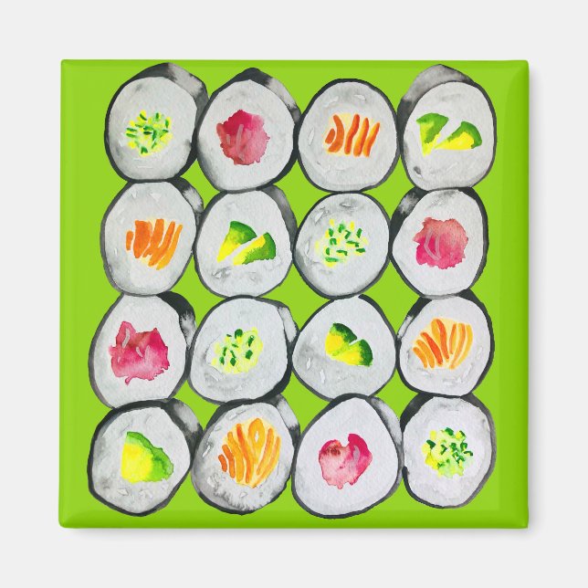 Niedliche Sushi-Illustration Magnet (Vorne)
