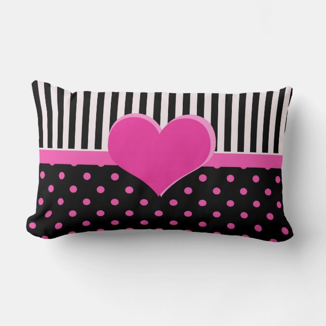 Niedliche, süß-rosa Polka-Punkte. Lendenkissen (Vorderseite)