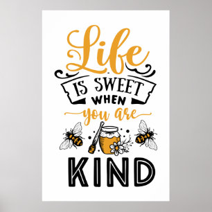 niedliche süße Biene liebt Wortkunst Poster