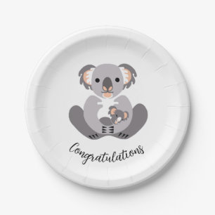 Niedliche süße KOALA - Glückwunsch - Party Pappteller
