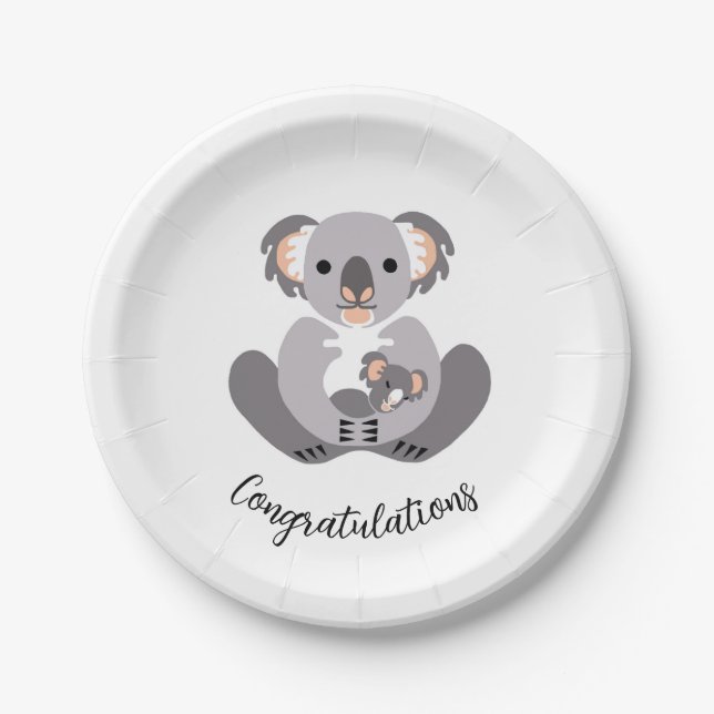 Niedliche süße KOALA - Glückwunsch - Party Pappteller (Vorderseite)