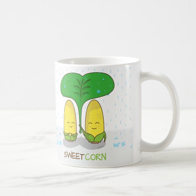 Niedliche süßer Mais-Paar-romantische Liebe im Kaffeetasse (Rechts)