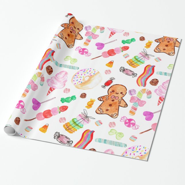 Niedliche Süßigkeiten Eis Cream Gingerbrot Candyla Geschenkpapier (Ungerollt)