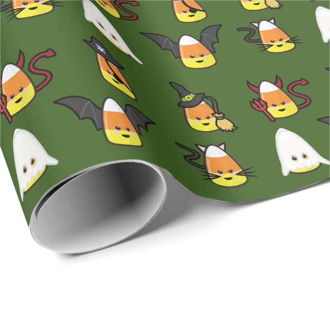 Niedliche Süßigkeits-Mais-Halloween-Verkleidung Geschenkpapier (Rolleneckpunkt)