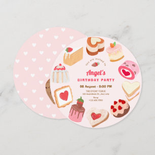 Niedliche Süßkuchen Geburtstag Einladung