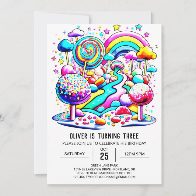 Niedliche Süßschokolade Geburtstag Einladung (Vorderseite)