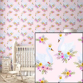 Niedliche Swan Princess auf rosa Tapete