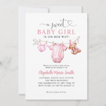 Niedliche Sweet Blush Pink Clothesline Baby Girl D
