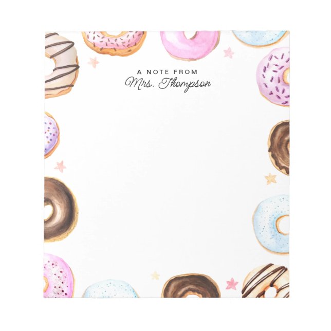 Niedliche Sweet Donuts Eine Notiz aus dem Skript-E Notizblock (Vorderseite)