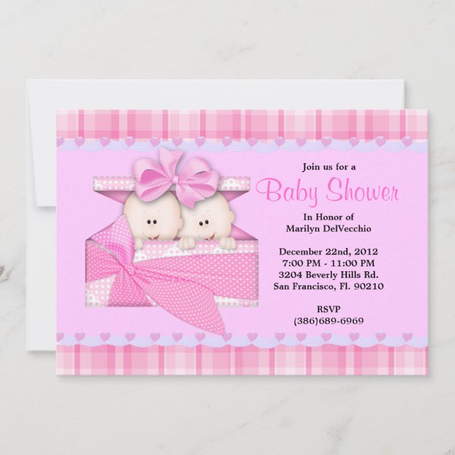 NIEDLICHE Sweet PINK Kinderdusche Einladung (Vorderseite)