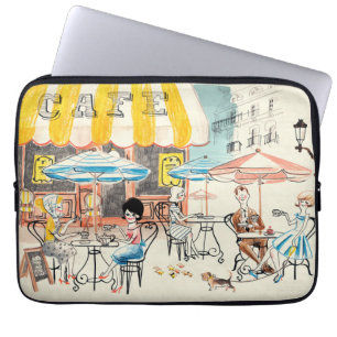 Niedliche Szenen-Skizze Frankreichs Café Laptopschutzhülle