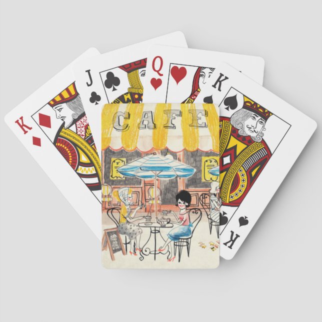 Niedliche Szenen-Skizze Frankreichs Café Spielkarten (Rückseite)