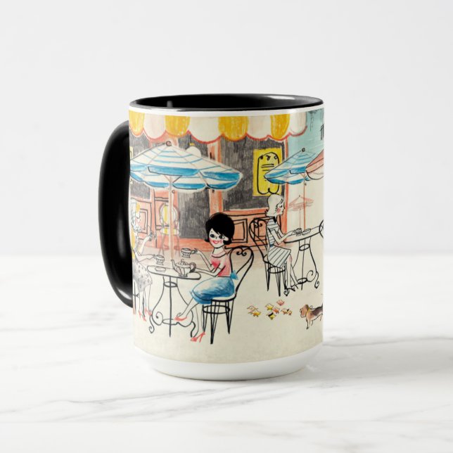 Niedliche Szenen-Skizze Frankreichs Café Tasse (Vorderseite Links)