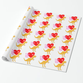 Niedliche T-Rex Dinosaurier-Lieben Sie! Geschenkpapier