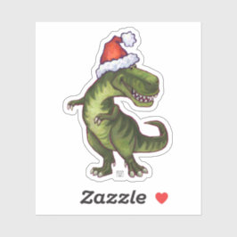 Niedliche T-Rex in einer Weihnachtsmannmütze Aufkleber