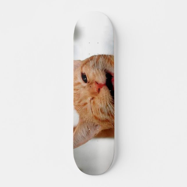 Niedliche Tabbierkatze mit einem Auge Skateboard (Vorne)