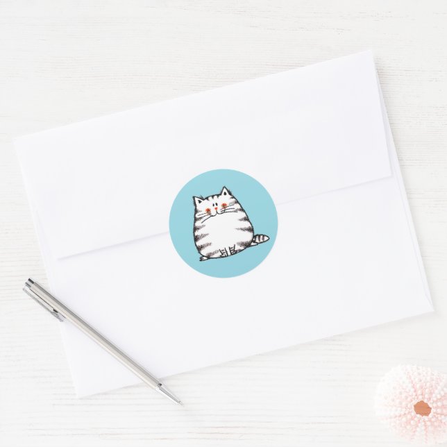 Niedliche Tabby Cat - Kawaii Kitty für Katzenliebh Runder Aufkleber (Umschlag)