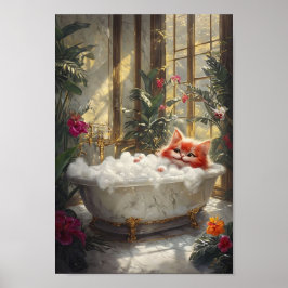 Niedliche Tabby Katze Entspannen in luxuriösem Mar Poster