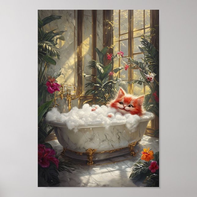 Niedliche Tabby Katze Entspannen in luxuriösem Mar Poster (Vorne)