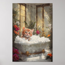Niedliche Tabby Katze Entspannen in luxuriösem Mar Poster