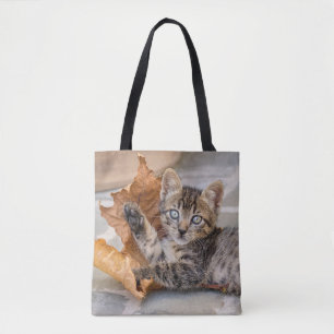 Niedliche Tabby Katze Kätzchen Leaf - Tasche