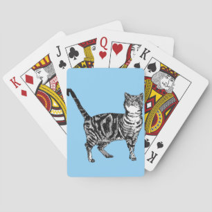 Niedliche Tabby-Katze Zeichnend Set für blaue Spie Spielkarten