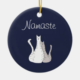 Niedliche Tabby Katzen Namaste Keramik Ornament