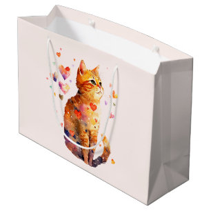 Niedliche Tablettenkatze mit Herz Große Geschenktüte